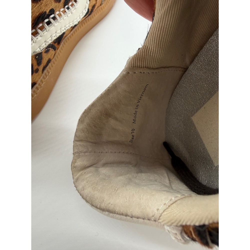 Dolce Vita Leopard Calf Hair Sneakers Whipstitch Gum Sole Womens 10 Brown Black - Picture 10 of 12
